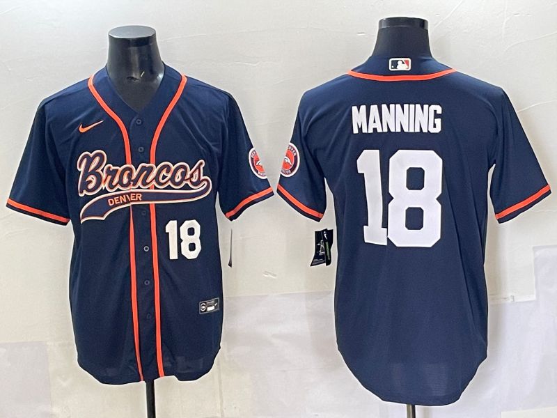 Men 2025 Denver Broncos #18 Manning Blue  joint name 2024 Nike Limited NFL Jersey style 3